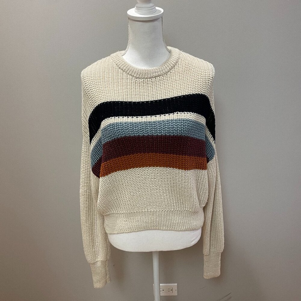 Elan Striped Knit Beige Sweater